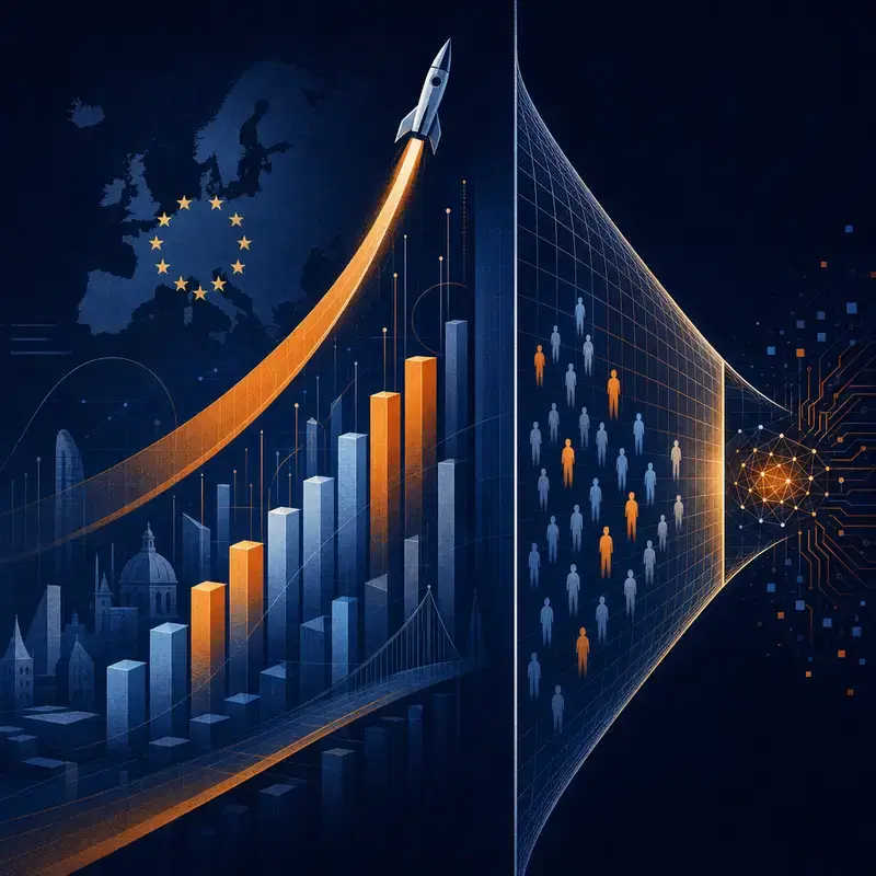 Titelbild für Analyse der europäischen VC-Finanzierung: KI bremst den Anstieg