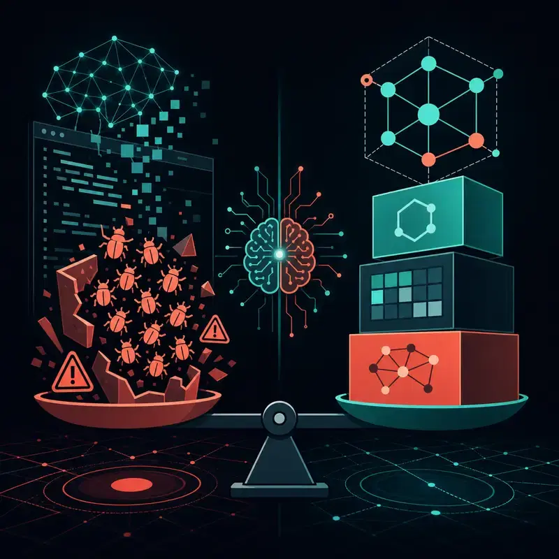 Titelbild für KI-generierter Code: 15 Schwachstellen, Analyse der Framework-Kombination