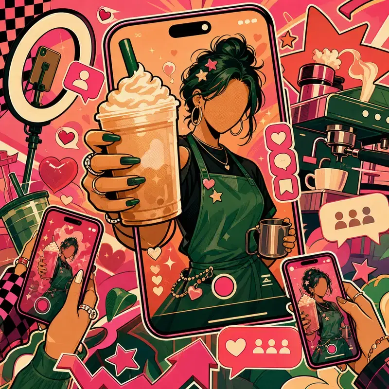 Titelbild für Starbucks-TikTok-Baristas: Analyse der Mitarbeitenden-Creators